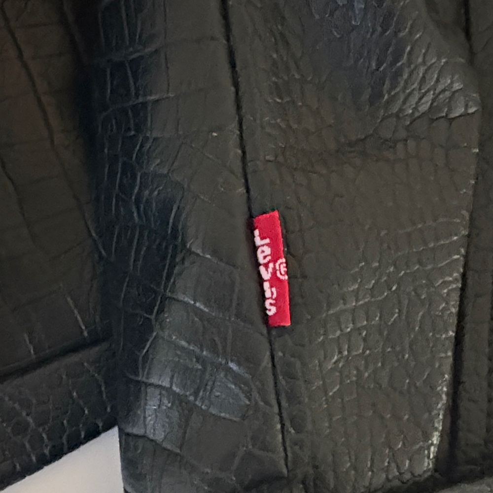 Forest Green Python Embossed Leather Biker Jacket - image 4